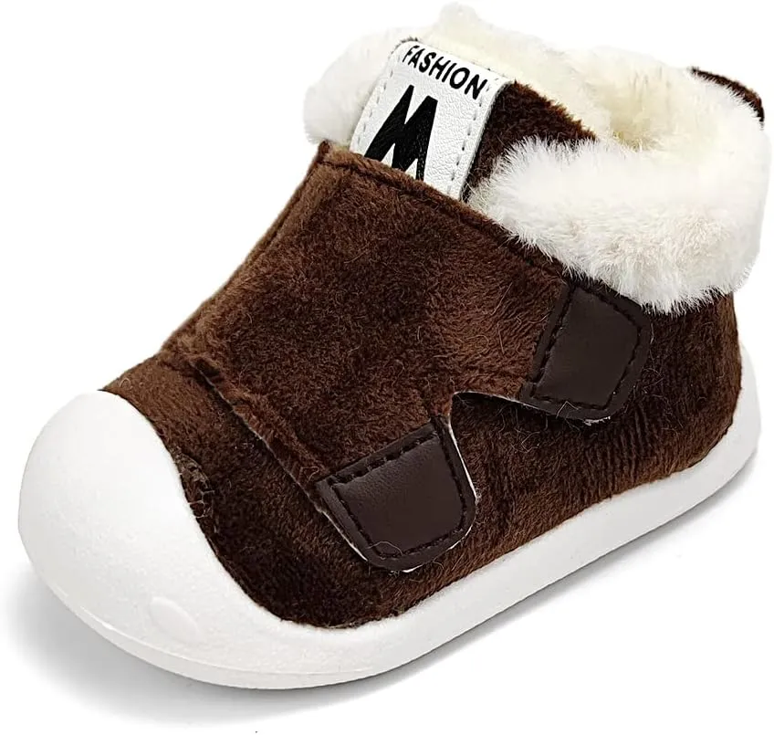 OAISNIT Baby Boys Girls Snow Boots Anti-Slip Rubber Sole Kids Winter Shoes with Warm Plush Fur Causal Slippers