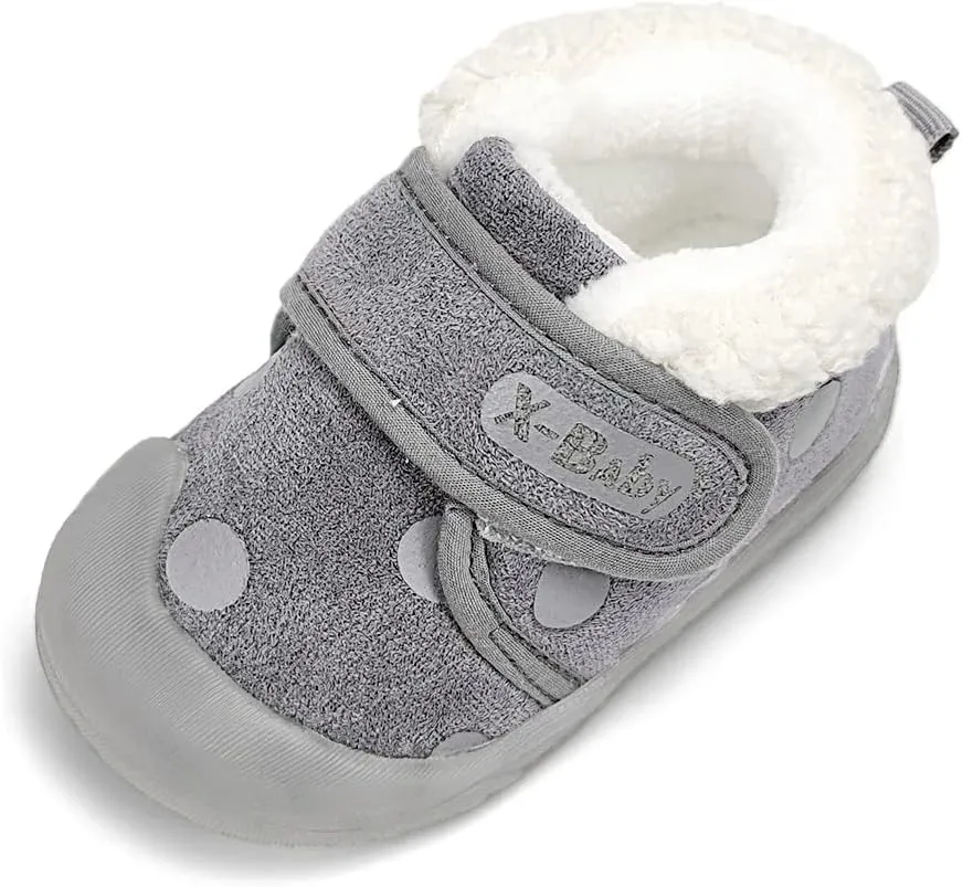 OAISNIT Baby Boys Girls Snow Boots Anti-Slip Rubber Sole Kids Winter Shoes with Warm Plush Fur Causal Slippers