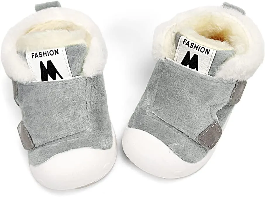 OAISNIT Baby Boys Girls Snow Boots Anti-Slip Rubber Sole Kids Winter Shoes with Warm Plush Fur Causal Slippers
