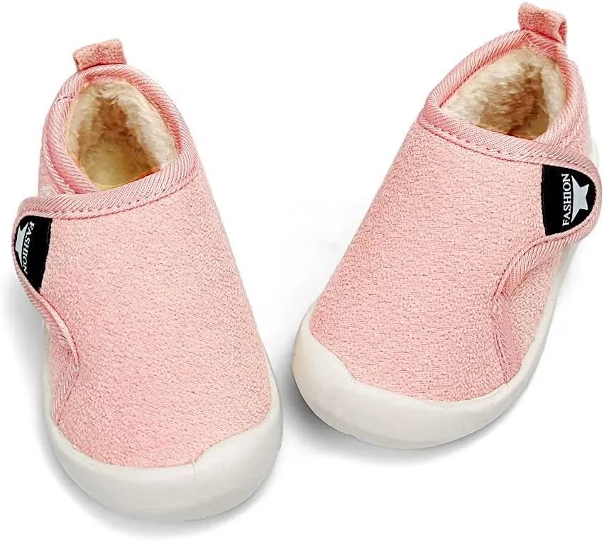 OAISNIT Baby Boys Girls Snow Boots Anti-Slip Rubber Sole Kids Winter Shoes with Warm Plush Fur Causal Slippers