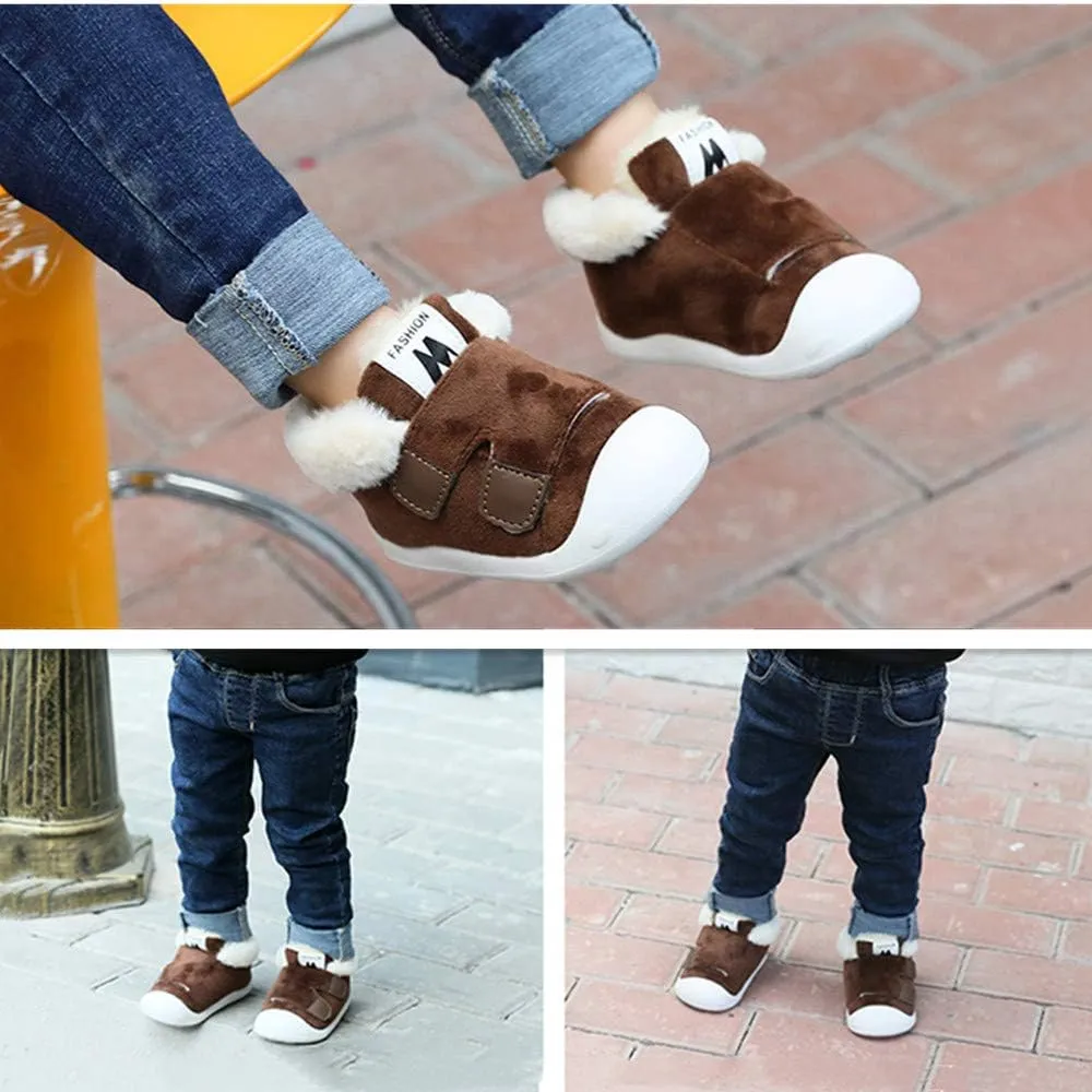 OAISNIT Baby Boys Girls Snow Boots Anti-Slip Rubber Sole Kids Winter Shoes with Warm Plush Fur Causal Slippers