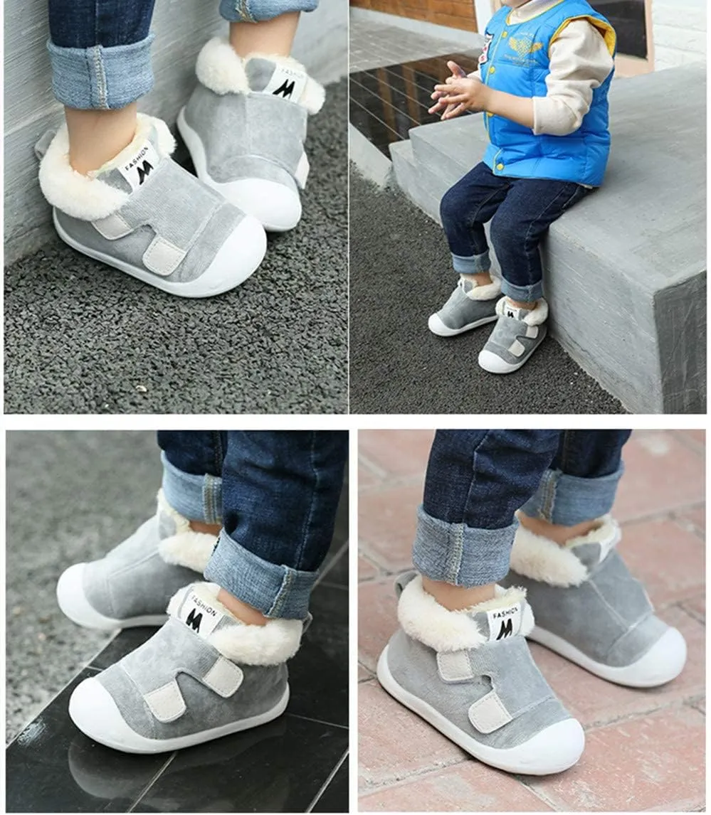 OAISNIT Baby Boys Girls Snow Boots Anti-Slip Rubber Sole Kids Winter Shoes with Warm Plush Fur Causal Slippers