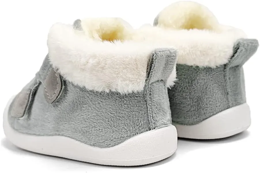 OAISNIT Baby Boys Girls Snow Boots Anti-Slip Rubber Sole Kids Winter Shoes with Warm Plush Fur Causal Slippers