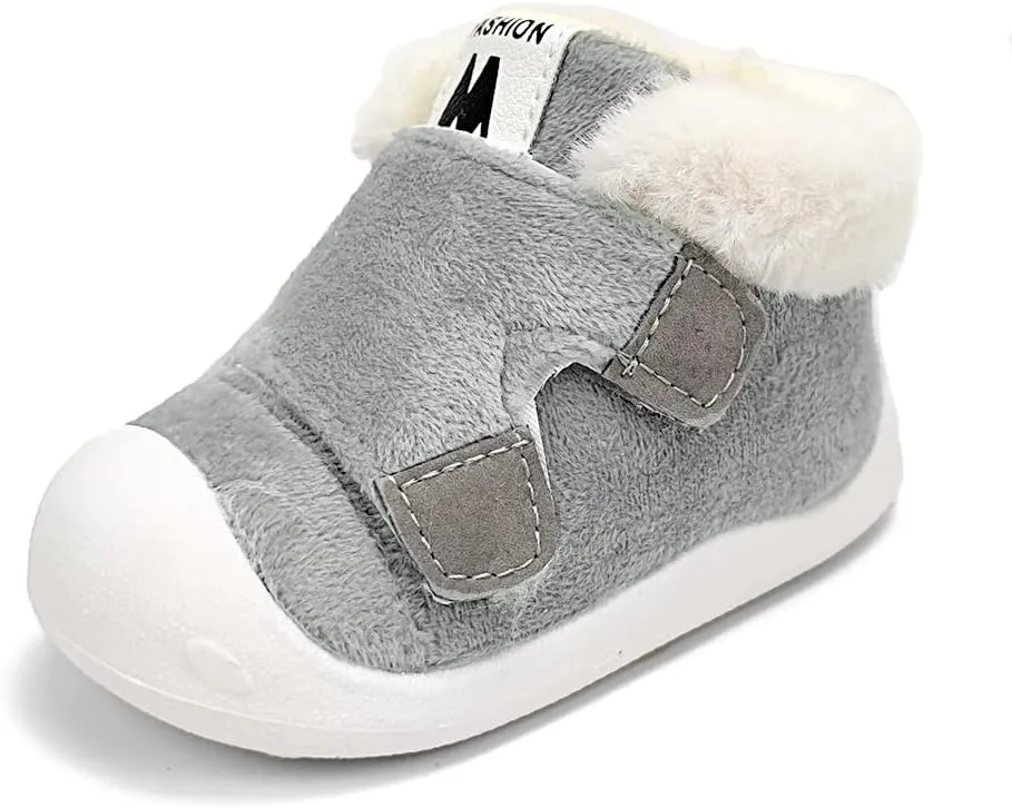 OAISNIT Baby Boys Girls Snow Boots Anti-Slip Rubber Sole Kids Winter Shoes with Warm Plush Fur Causal Slippers