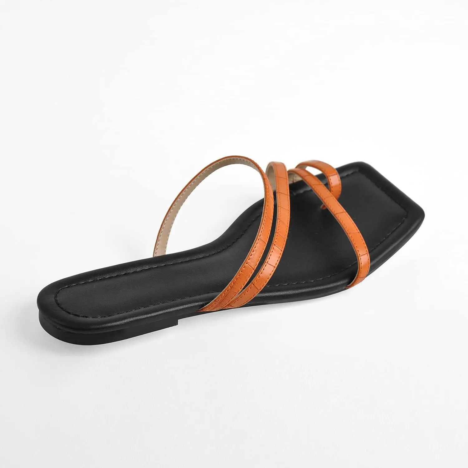 onlymaker Women's Square Open Toe Backless Flat Slipper Sandals Summer Wide Fit Slipper