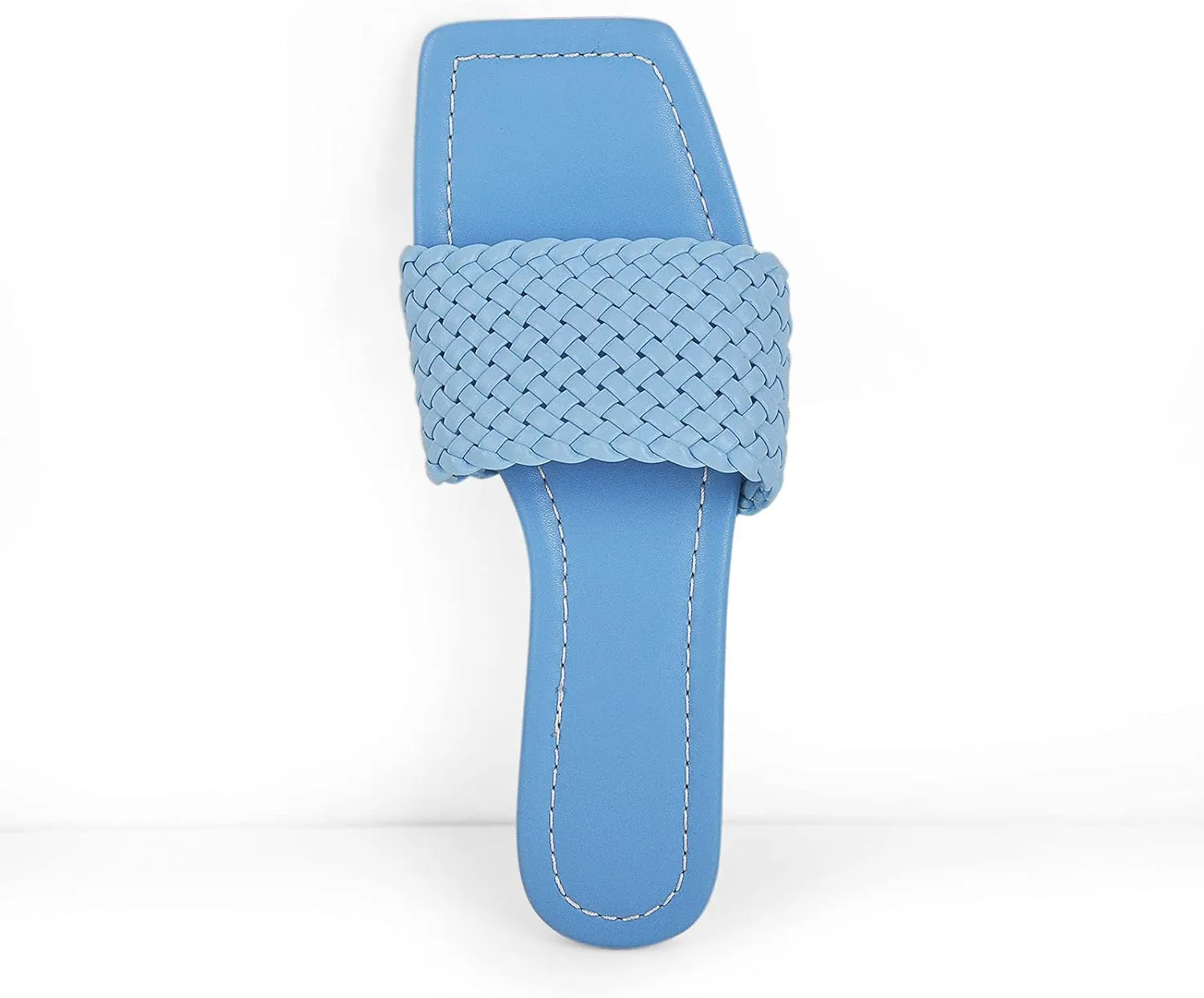 onlymaker Women's Square Open Toe Backless Flat Slipper Sandals Summer Wide Fit Slipper