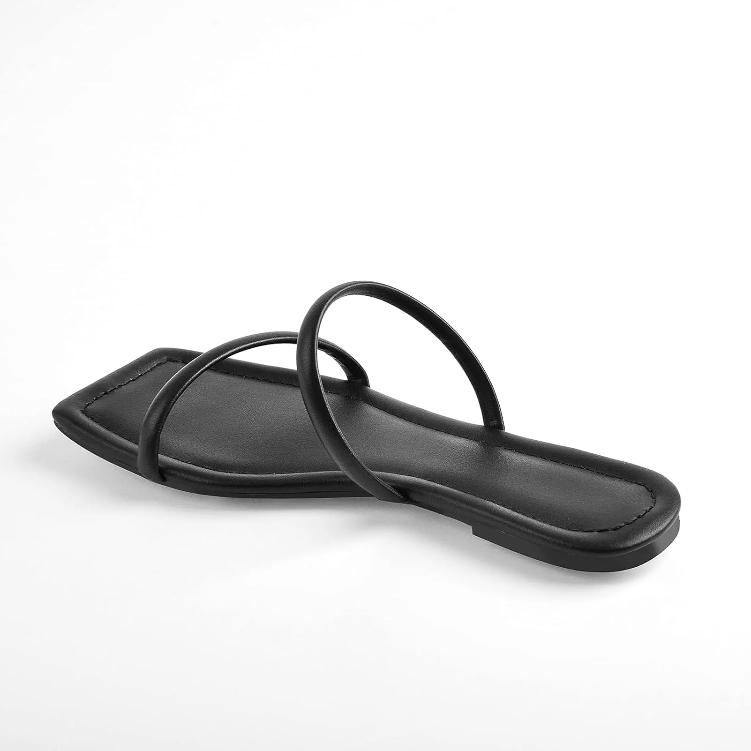 onlymaker Women's Square Open Toe Backless Flat Slipper Sandals Summer Wide Fit Slipper