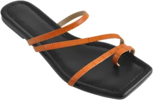 onlymaker Women's Square Open Toe Backless Flat Slipper Sandals Summer Wide Fit Slipper