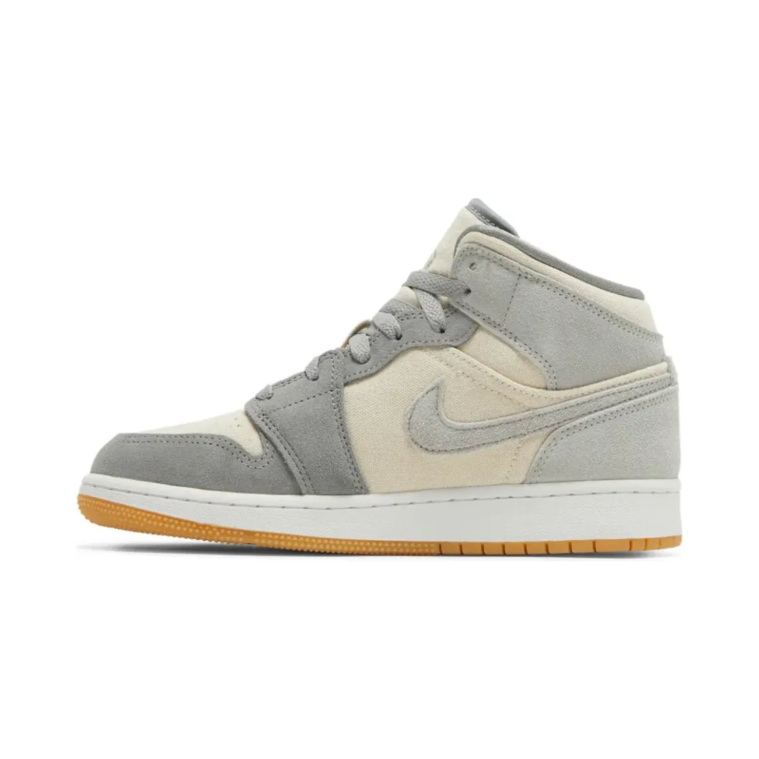 Beginner - runner running in a strait area shoes Jordan 1 Mid SE Coconut Milk Particle Grey (GS)