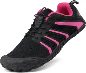 Oranginer Women Wide Width Minimalist Running Shoes Indoor Gym Workout Treadmil Shoe for Ladies Black Rose Size 7