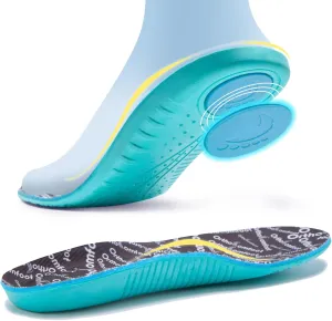 OrthoComfoot Comfortable Cushion Sneaker Insoles Men Women: Plantar Fasciitis Relief Arch Support Running Sports Inserts, Orthotics Gel Shock Absorbing for Walking All Day, Size 11 Men/13 Women