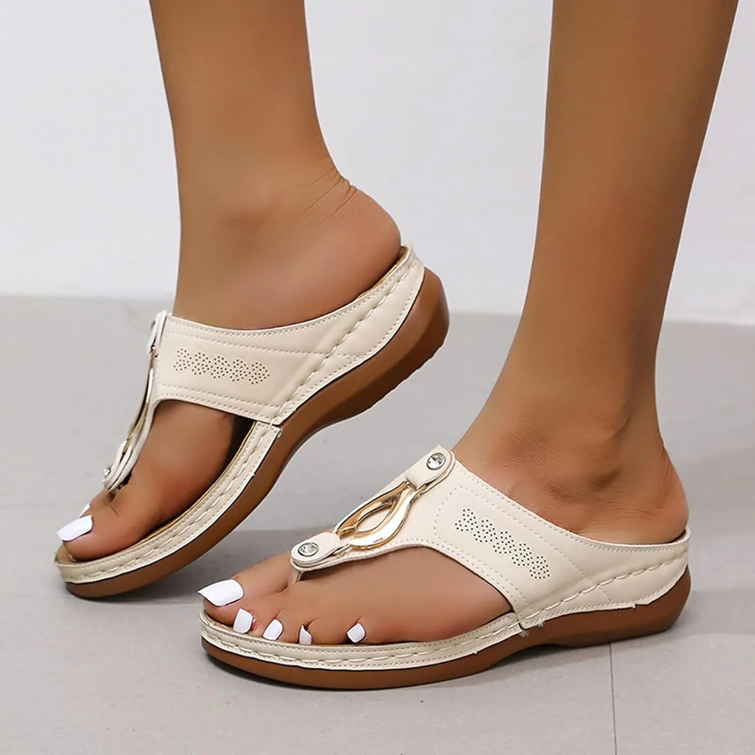 Orthopedic Sandals with Arch Support Flip Flops for Women Wedge Summer Arch Support Flip Flops Womens Dressy Summer Arch Support Flip Flops Comfortable Beach Travel Sandals