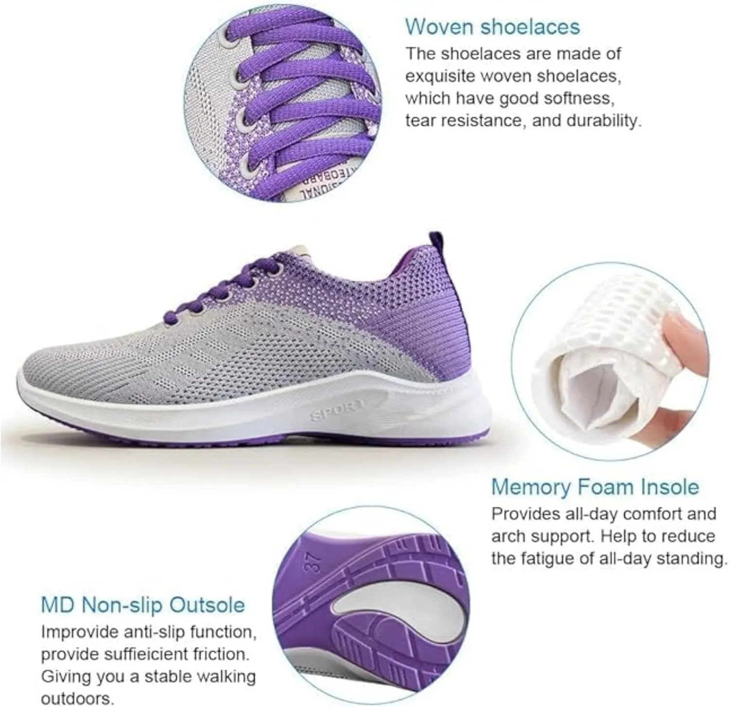 Orthopedic Shoes for Women Comfort Bowling Shoes Universal Slide Soles, Ultra Light-Weight Mesh Non Slip Work Shoes