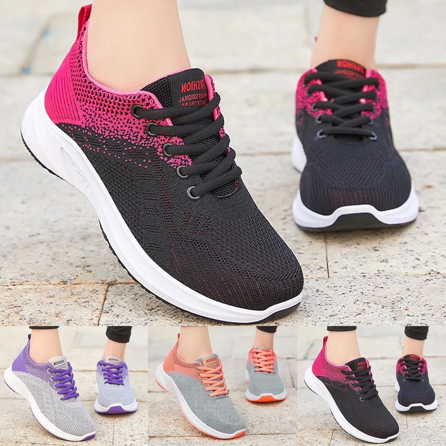 Orthopedic Shoes for Women Comfort Bowling Shoes Universal Slide Soles, Ultra Light-Weight Mesh Non Slip Work Shoes