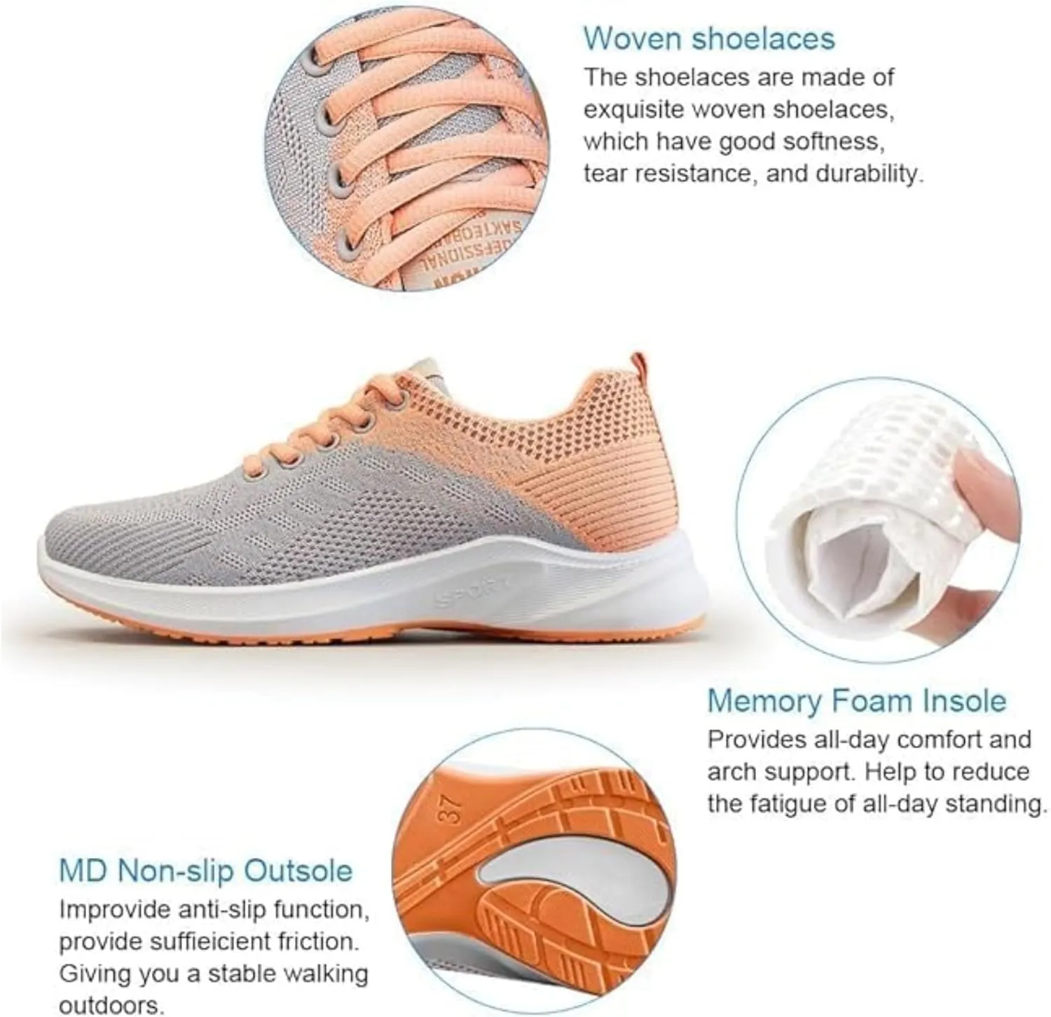Orthopedic Shoes for Women Comfort Bowling Shoes Universal Slide Soles, Ultra Light-Weight Mesh Non Slip Work Shoes