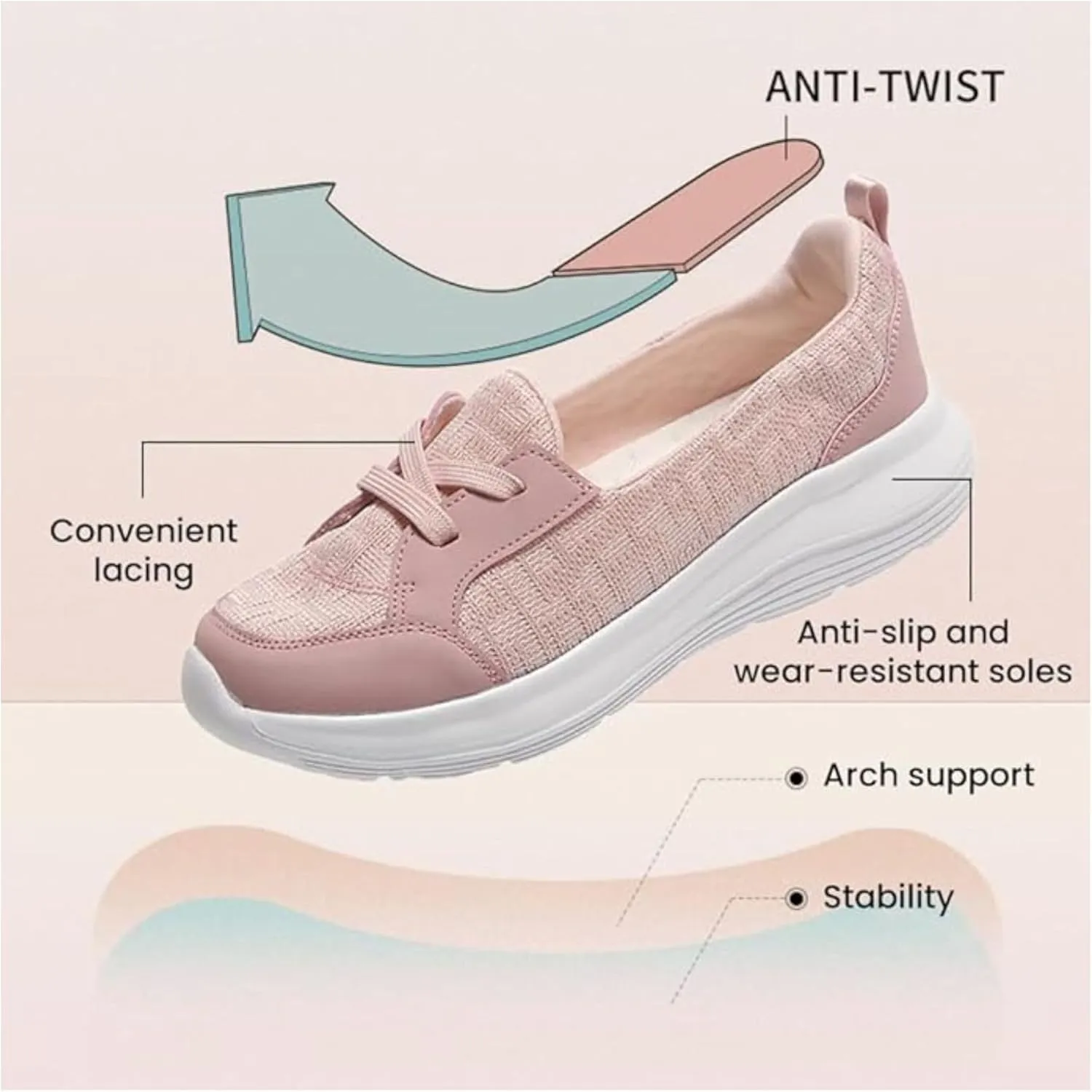 Orthopedic Shoes for Women, Women's Breathable Slip On Arch Support Non-Slip Shoes 2024 New Shoes, Non-Slip Comfort