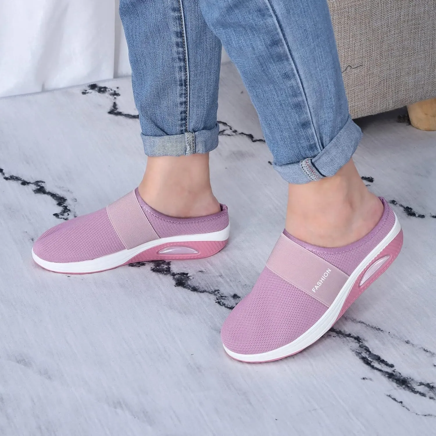 Orthopedic Sneakers for Women Arch-Support Mesh Slip on Casual Cushion Sneaker Comfortable Wide Width Walking Shoes