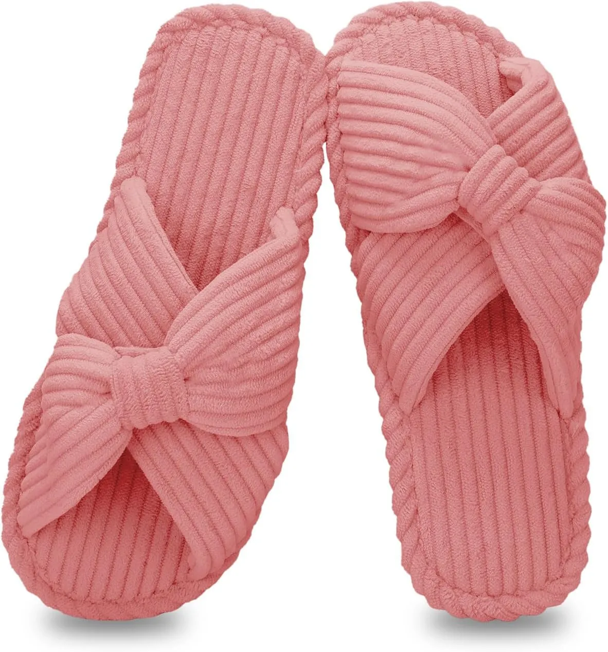 Orthoshoes Memory Foam Slippers for Women House Slippers Indoor Slides Anti Slip Open Toe Corduroy House Shoes for Women Bedroom Spa Wedding Travel Hospital Cozy Comfy