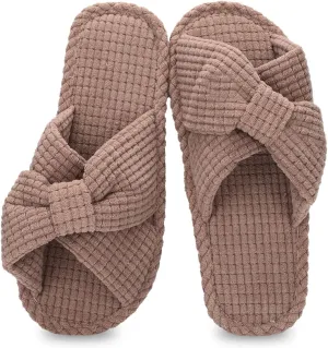 Orthoshoes Memory Foam Slippers for Women House Slippers Indoor Slides Anti Slip Open Toe Corduroy House Shoes for Women Bedroom Spa Wedding Travel Hospital Cozy Comfy