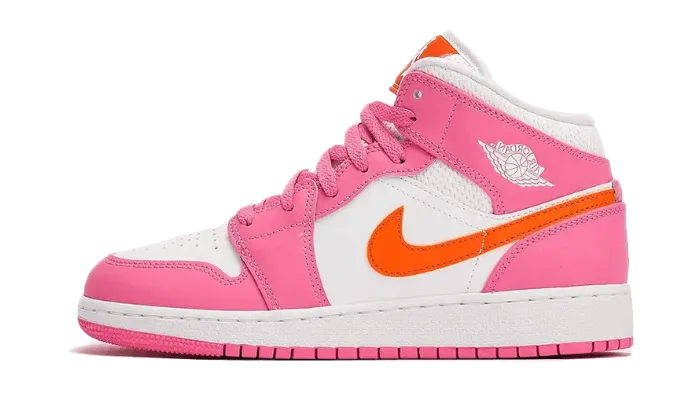 Anti   Slip Outsole Air Jordan 1 Mid Pinksicle Safety Orange