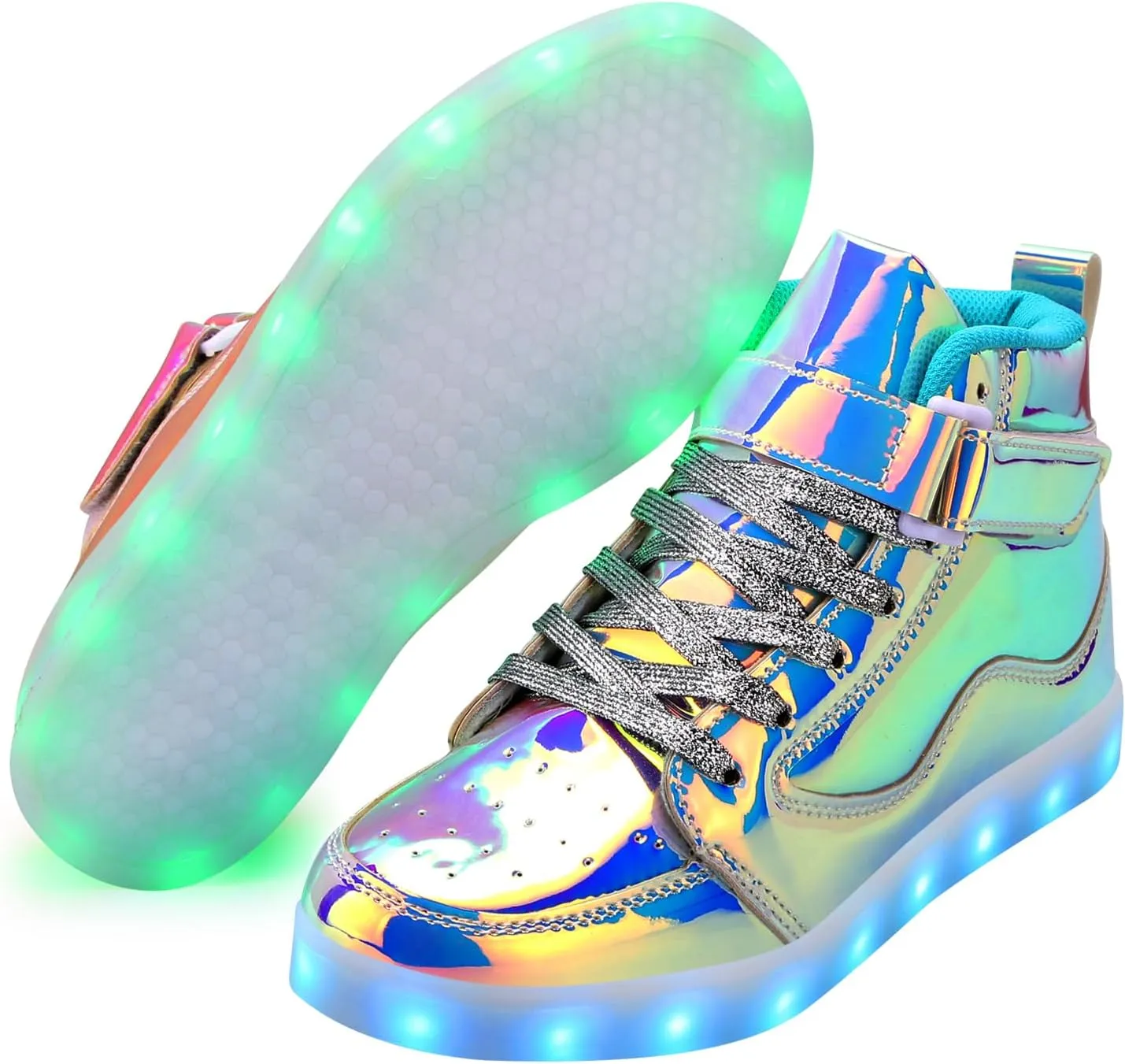 Padgene Women's Men's LED Lights Up Shoes Unisex Luminous Flashing Trainers USB Charging Lace Up Couples Dancing Shoes