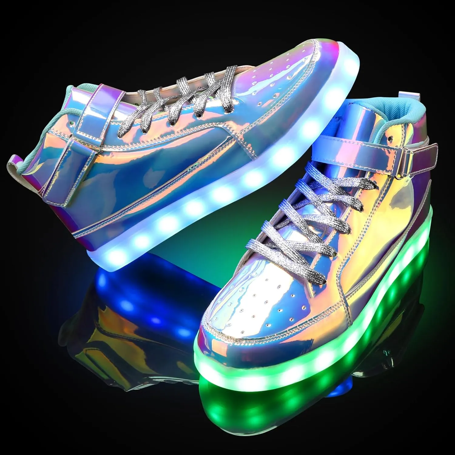 Padgene Women's Men's LED Lights Up Shoes Unisex Luminous Flashing Trainers USB Charging Lace Up Couples Dancing Shoes