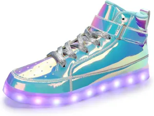 Padgene Women's Men's LED Lights Up Shoes Unisex Luminous Flashing Trainers USB Charging Lace Up Couples Dancing Shoes