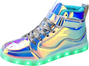 Padgene Women's Men's LED Lights Up Shoes Unisex Luminous Flashing Trainers USB Charging Lace Up Couples Dancing Shoes