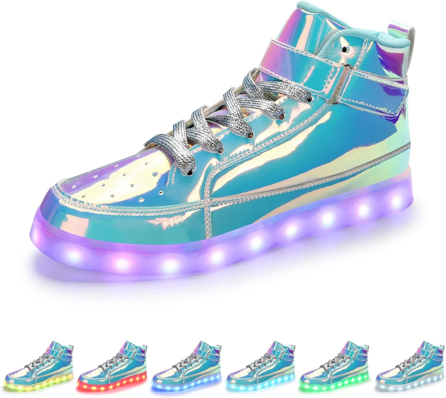 Padgene Women's Men's LED Lights Up Shoes Unisex Luminous Flashing Trainers USB Charging Lace Up Couples Dancing Shoes