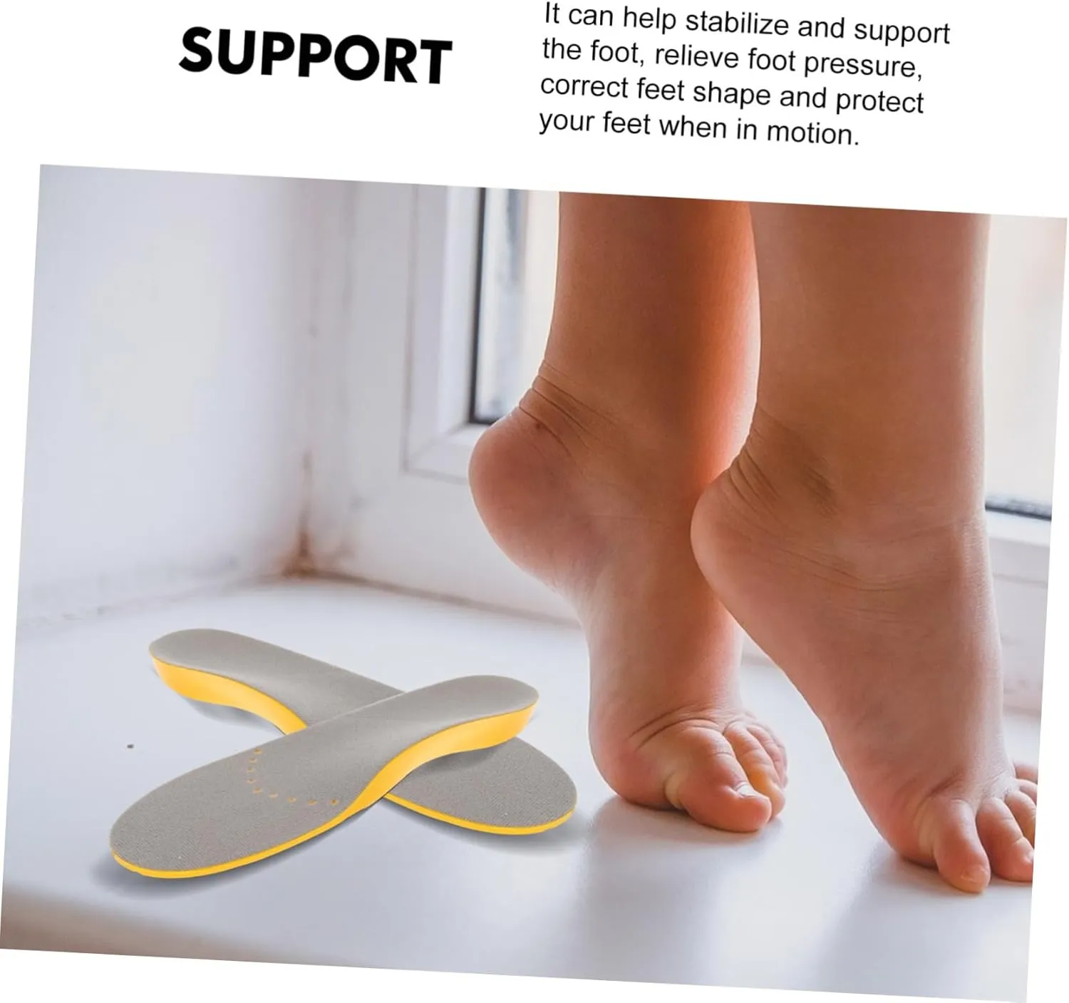 PartyKindom 1 Pair Flatfoot Correction Insoles Durable Arch Support Pads for Men Women Comfortable Cushion for Running Hiking Casual Shoes Foot Supply