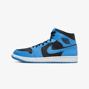 stiff material shoe matter incline running shoes Nike Air Jordan 1 Mid University Blue Black Toe