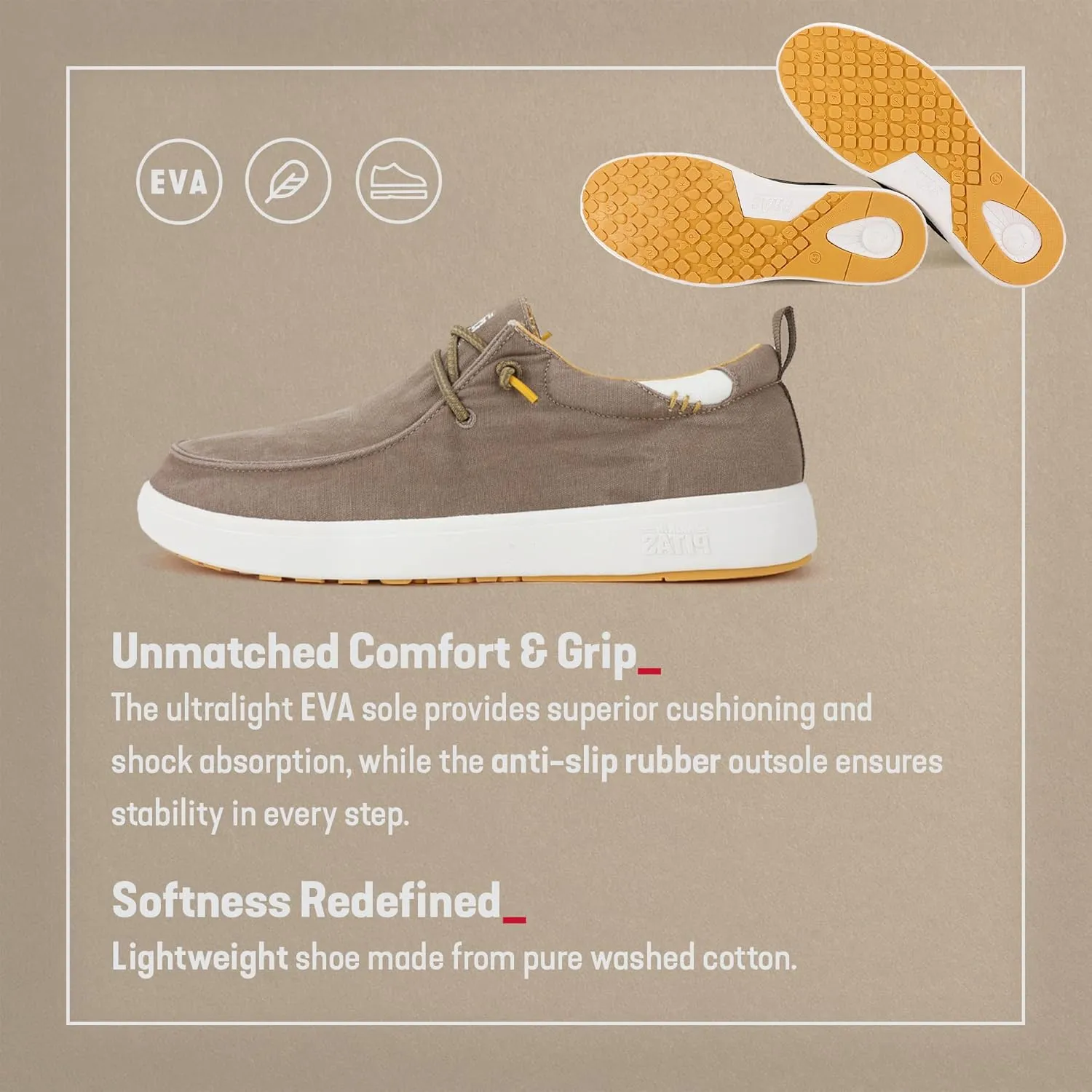 PITAS Biarritz Men’s Ultra Light Boat Shoes | Breathable & Comfortable Shoes for Men | Casual Slip-On Loafers for Daily Use | Taupe