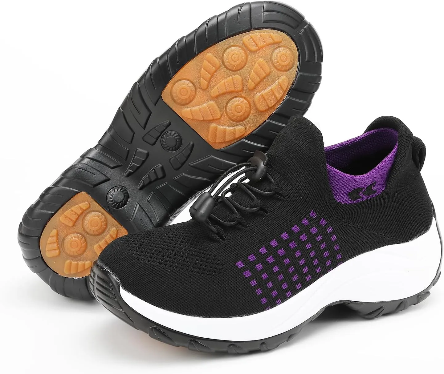 Platform Sneakers for Women Comfort Wear Orthowear Shoes Casual Mesh Breathable Streach Comfortwear Orthopedic Shoes Comfortable Slip-On Running Jogging Shoe with Arch Support
