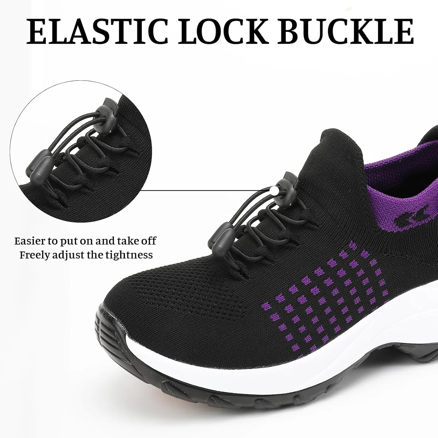 Platform Sneakers for Women Comfort Wear Orthowear Shoes Casual Mesh Breathable Streach Comfortwear Orthopedic Shoes Comfortable Slip-On Running Jogging Shoe with Arch Support