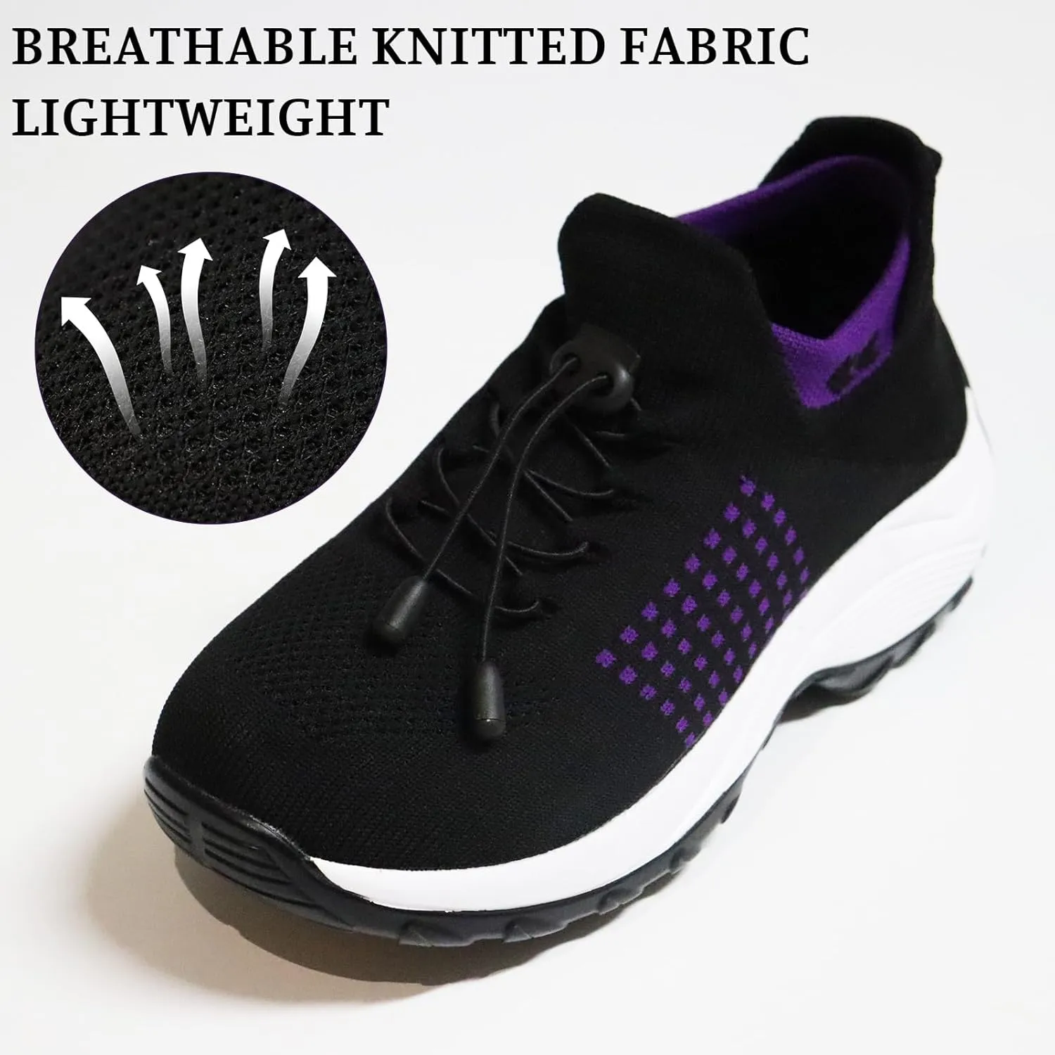 Platform Sneakers for Women Comfort Wear Orthowear Shoes Casual Mesh Breathable Streach Comfortwear Orthopedic Shoes Comfortable Slip-On Running Jogging Shoe with Arch Support