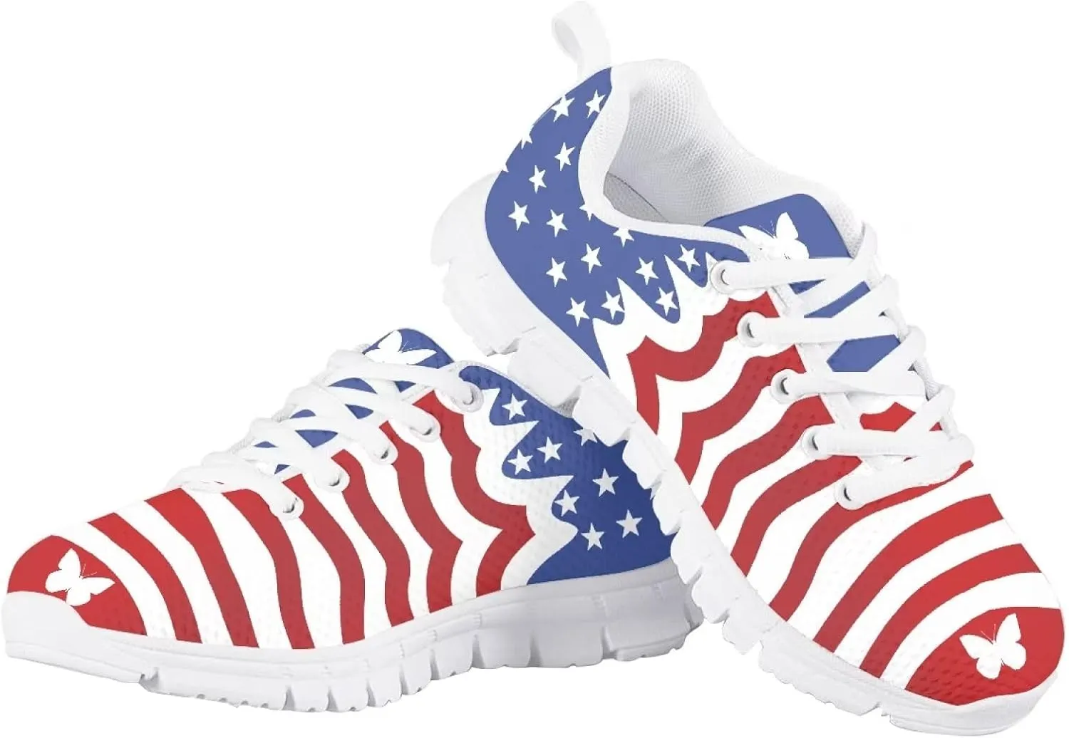POLERO American Flag Kids Shoes Preschool Running Shoes Casual Outdoor Sports Sneakers