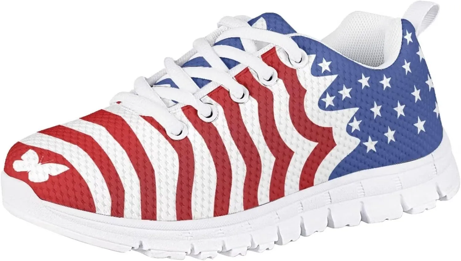 POLERO American Flag Kids Shoes Preschool Running Shoes Casual Outdoor Sports Sneakers