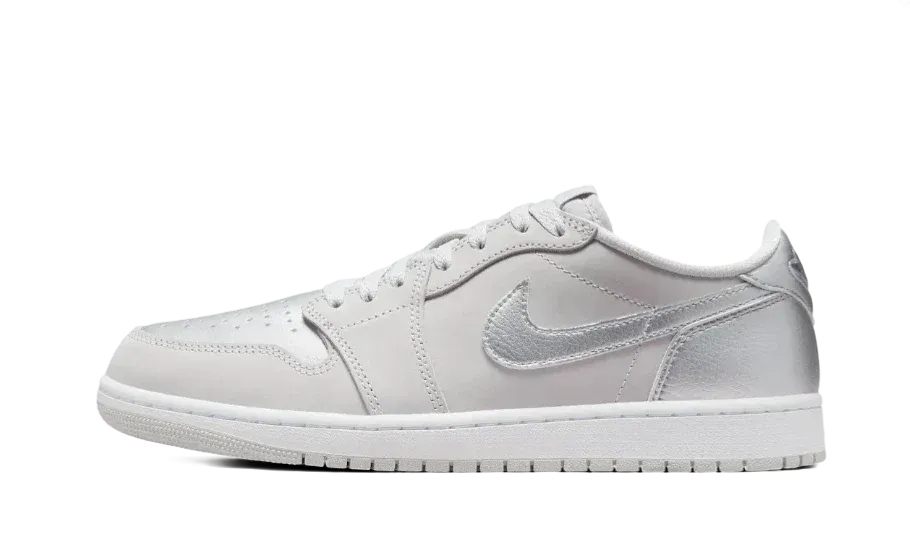 Air Jordan 1 Low OG Metallic Silver Rolling Motion Water Resistant Technology