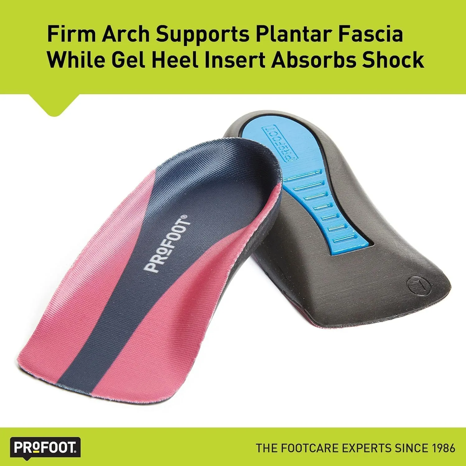 PROFOOT Orthotic Insoles for Plantar Fasciitis & Heel Pain, Women's 6-10, 2 Pair, Gel Heel Shock Absorbing Insoles to Help Reduce Pain & Stress, Foot Care Arch Support Inserts for Shoes