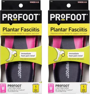 PROFOOT Orthotic Insoles for Plantar Fasciitis & Heel Pain, Women's 6-10, 2 Pair, Gel Heel Shock Absorbing Insoles to Help Reduce Pain & Stress, Foot Care Arch Support Inserts for Shoes