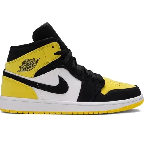 Air Jordan 1 Mid Yellow Toe Black Flex grooves Fast Running