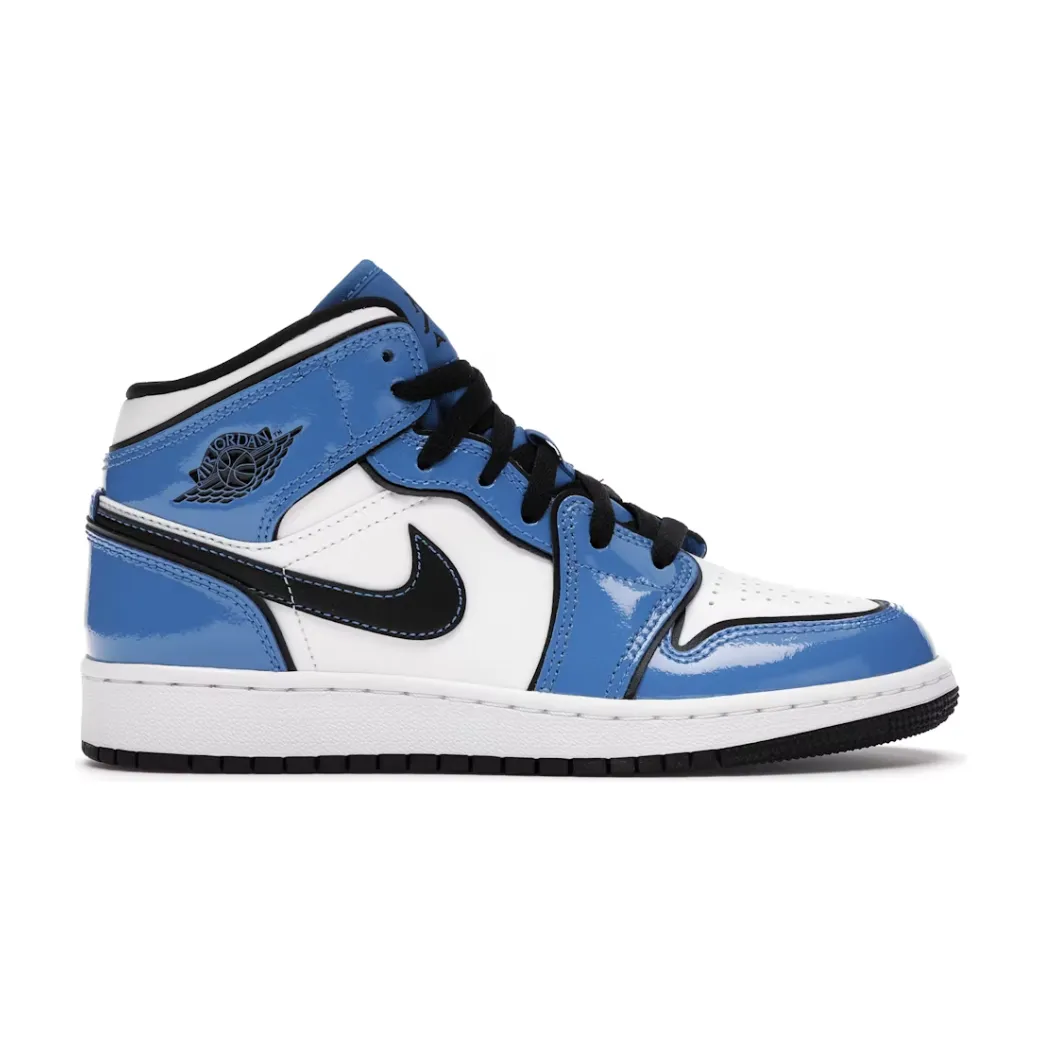 Jordan 1 Mid Signal Blue (GS) 5K Run fashion - brand shoes