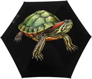 Red Eared Slider Turtle Travel Umbrella Portable Compact Umbrellas Pocket Mini for Purse Folding Umbrellas for Men Women