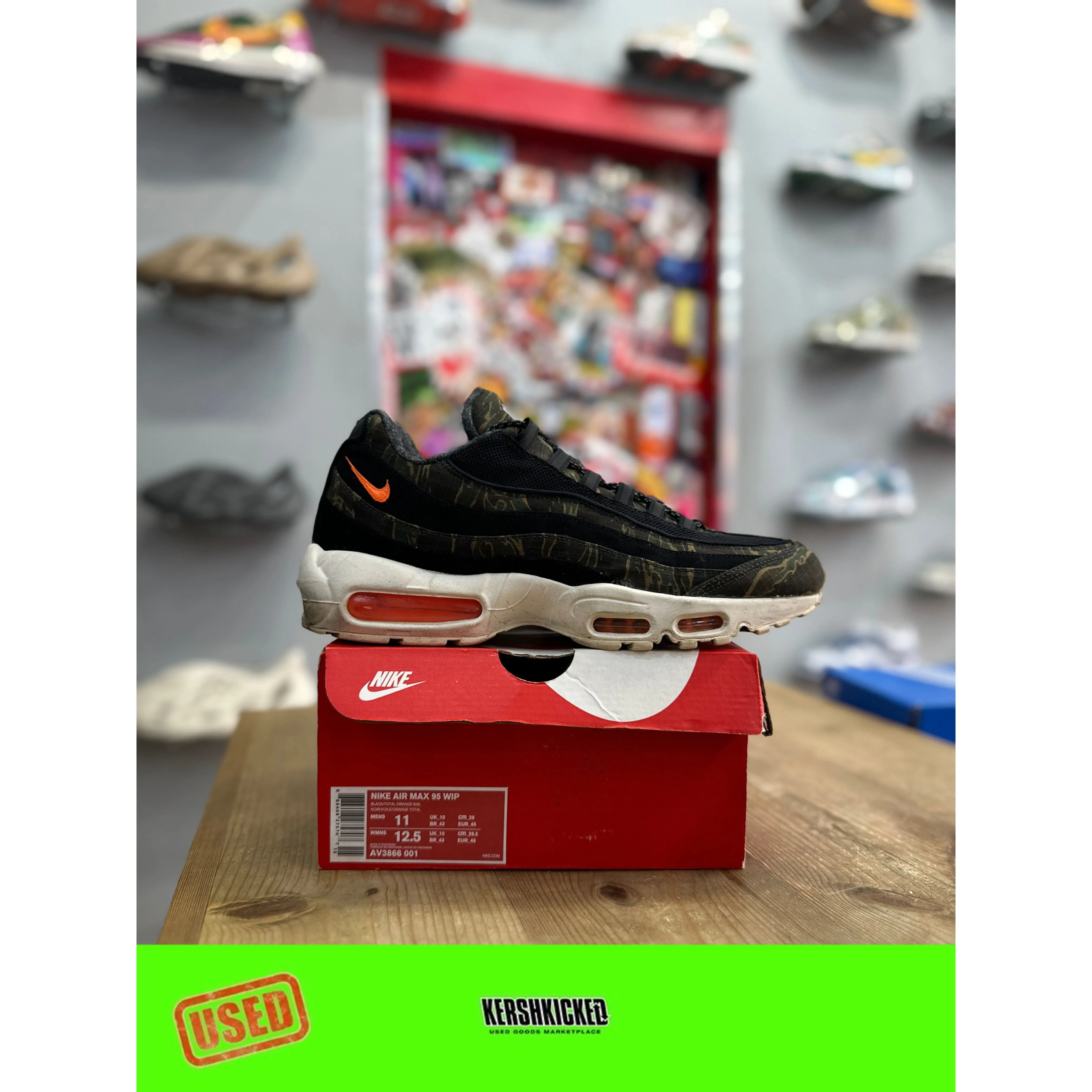 Nike Air Max 95 Carhartt WIP Camo UK 10 TractionOutsole Comfort Control