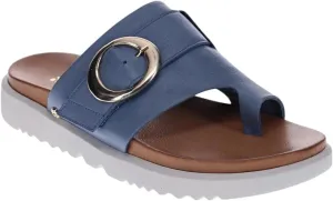 Revere Biscay Womens Sandals - Premium Leather, Toe Post Slide Sandals, Adjustable Straps, Arch Support, Shock-Absorbing, Stylish & Comfortable for Travel & Daily Wear Blue 11-11.5 M US