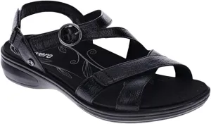 Revere Nagoy Womens Sandals - Premium Leather, Arch Support, Adjustable 3-Strap Fit & Enhanced Cushioning - Shock-Absorbing, Orthotic-Friendly for Everyday Wear Black Pebble 5-5.5 M US