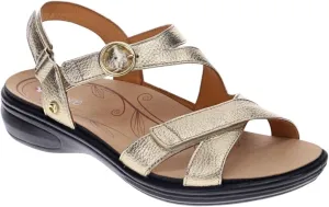 Revere Nagoy Womens Sandals - Premium Leather, Arch Support, Adjustable 3-Strap Fit & Enhanced Cushioning - Shock-Absorbing, Orthotic-Friendly for Everyday Wear Gold Pebble 7-7.5 W US