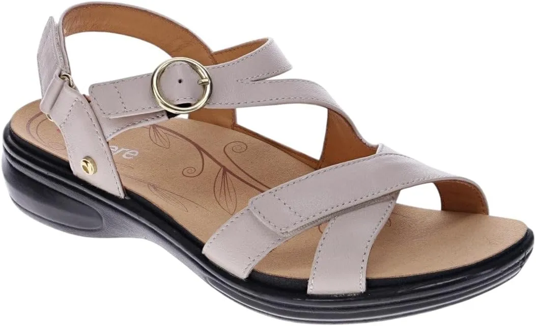 Revere Nagoy Womens Sandals - Premium Leather, Arch Support, Adjustable 3-Strap Fit & Enhanced Cushioning - Shock-Absorbing, Orthotic-Friendly for Everyday Wear Pebble French 11-11-5 W US