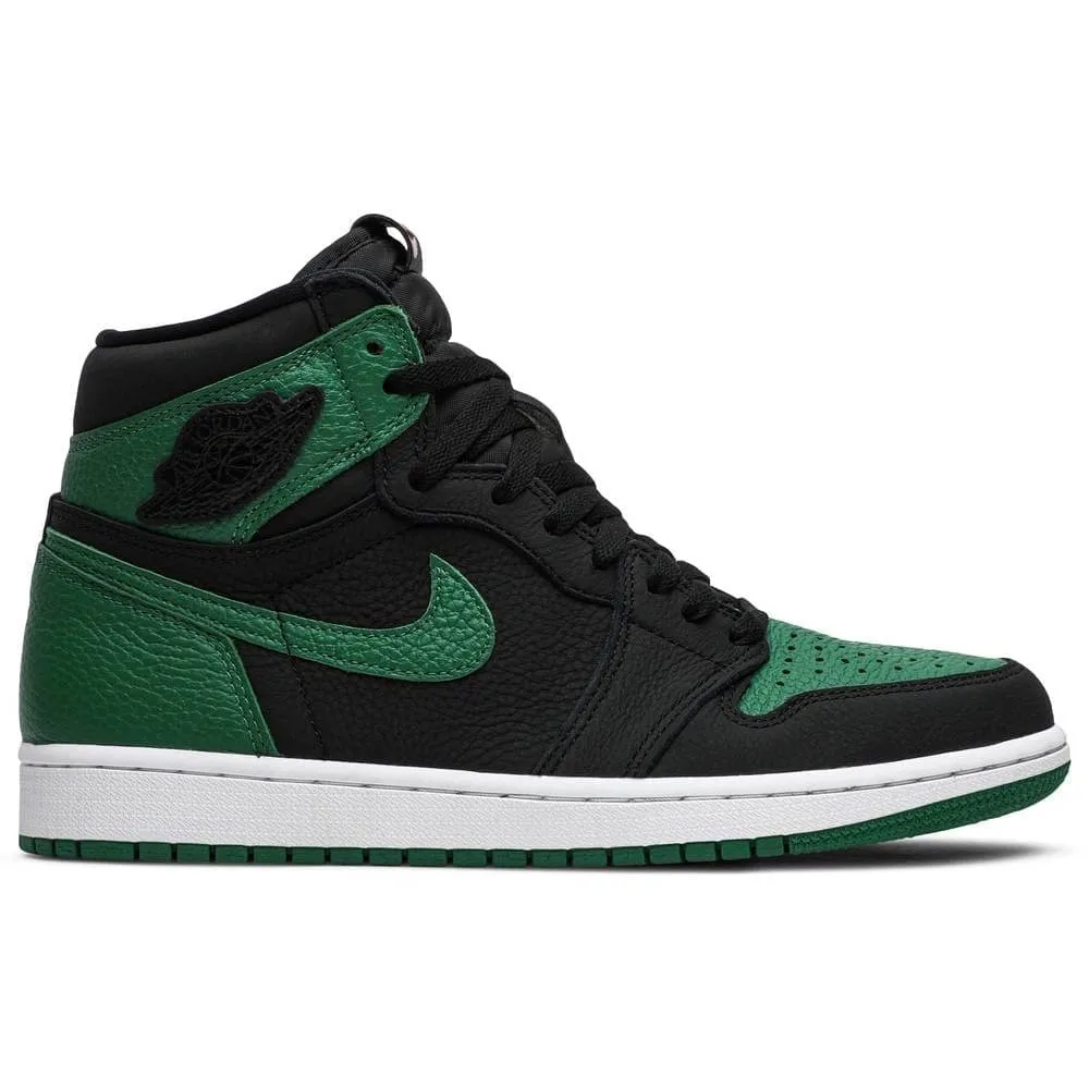 running in famous tracks shoes buckle shoes Air Jordan 1 Retro High Pine Green Black (GS)