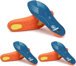 ROCKROOSTER 3 Pairs Shock Absorbing Sport Athletic Insoles for Men & Women Shoe Inserts, Comfort, Arch Support, Fast Drying, Plantar Fasciitis Feet, Diabetes Feet, Flat Feet (RC920-L)